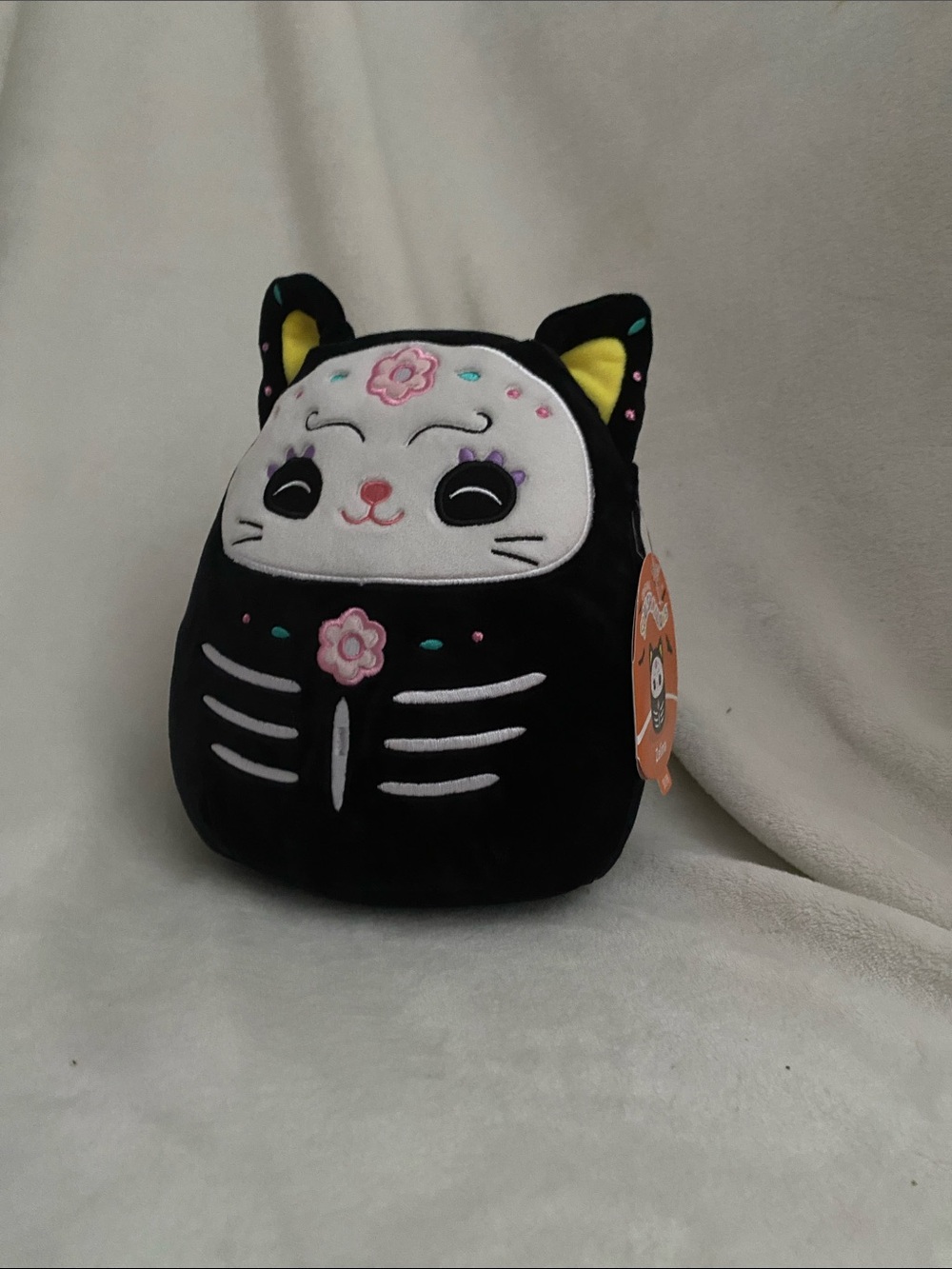 Squishmallows Black & White Floral Cat Plush